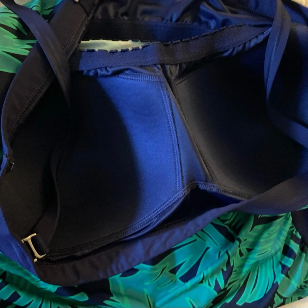 Navy Green lands End Convertible Tropical Print Tankini Top Plus Sz 16L - Picture 4 of 4